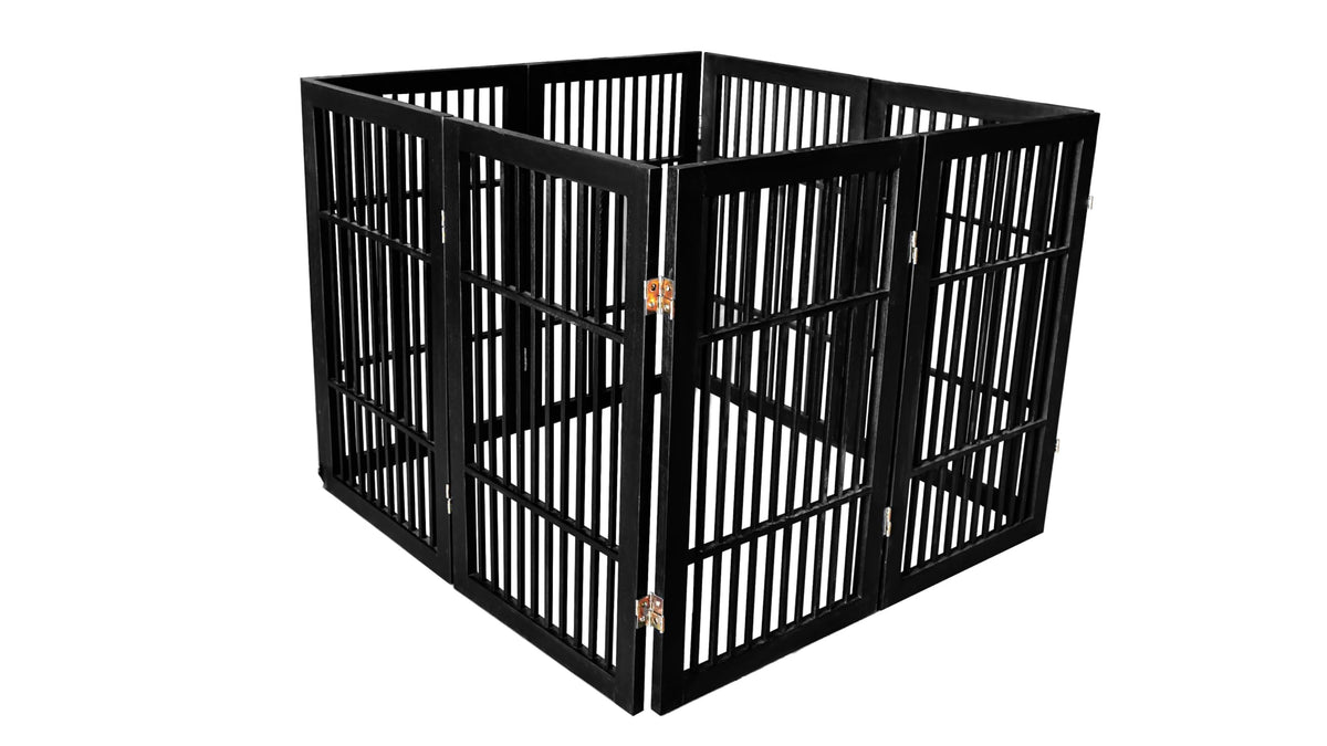 Pet Dog Gate Freestanding (8 Panel 30" Tall / Black Pet Gate)