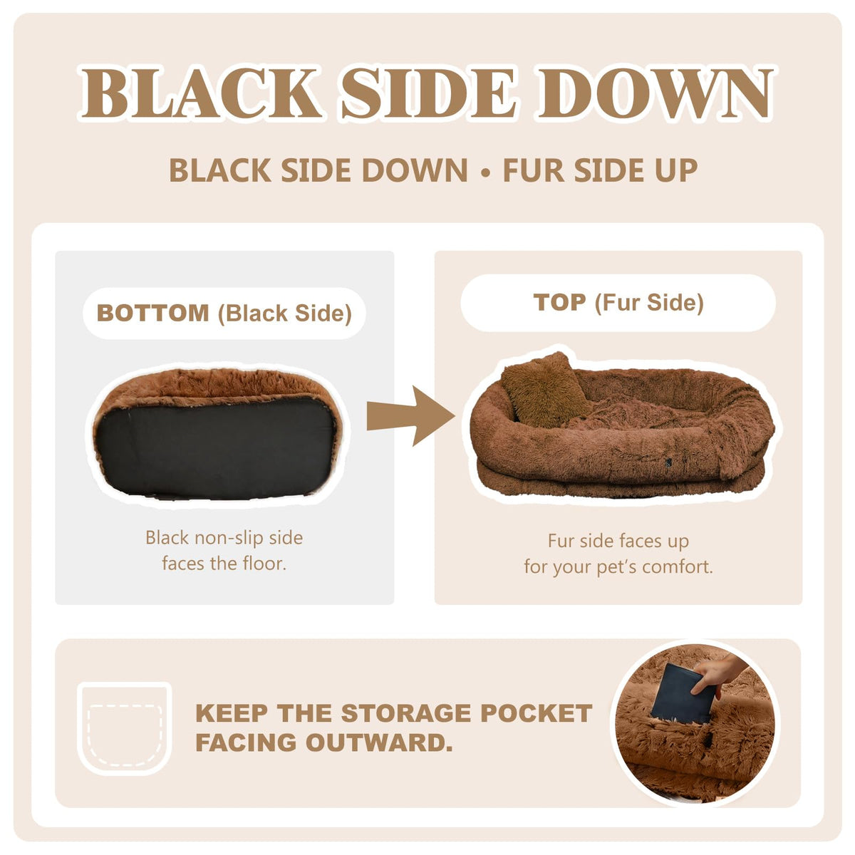 Human Dog Bed (71.0"L x 45.0"W x 12.0"Th / Brown)