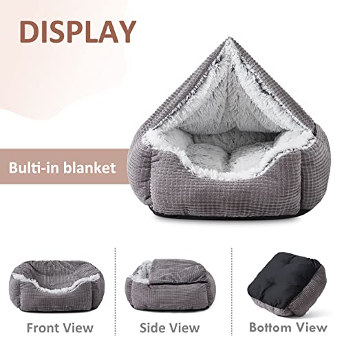Medium Dog Beds for Medium Large Dogs with Cover Cave (30.0"L x 24.0"W x 9.0"Th)