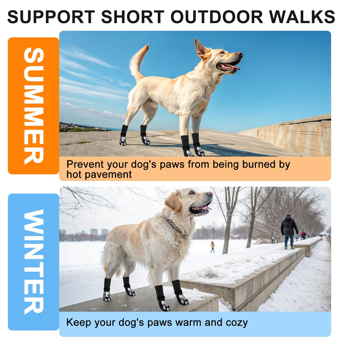Dog Socks to Prevent Licking Paws Double Sided Grip Traction (Black(Paw) / XL(3.1"-3.5" W | Pack of 4))