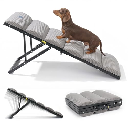 Dog Ramp for Bed Couch Small Large Dogs (Light Gray / M-up to 23"H)