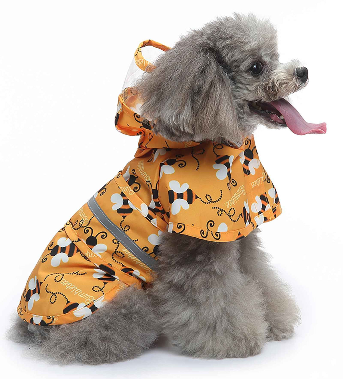 Dog Raincoat Hooded Reflective Waterproof Slicker Poncho (Bee / M(5-7 pound))