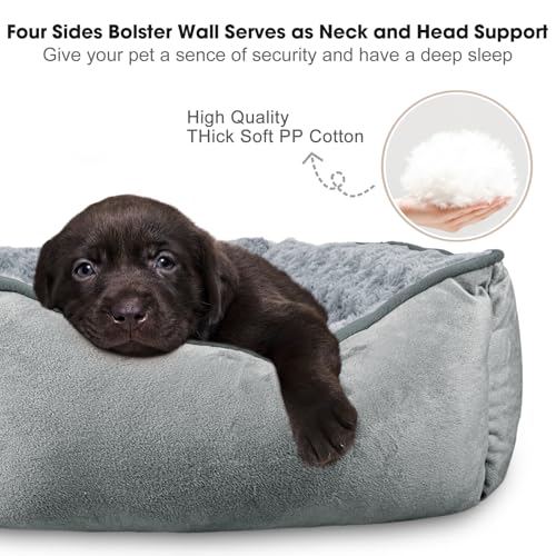 Rectangle Dog Bed for Large Medium Small Dogs (Grey / XXL(42"x 30"x 10"))