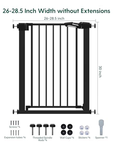 Bebelio 26 28.5" Narrow Baby Gate (Black / 30" Tall, 26-28.5" Wide)