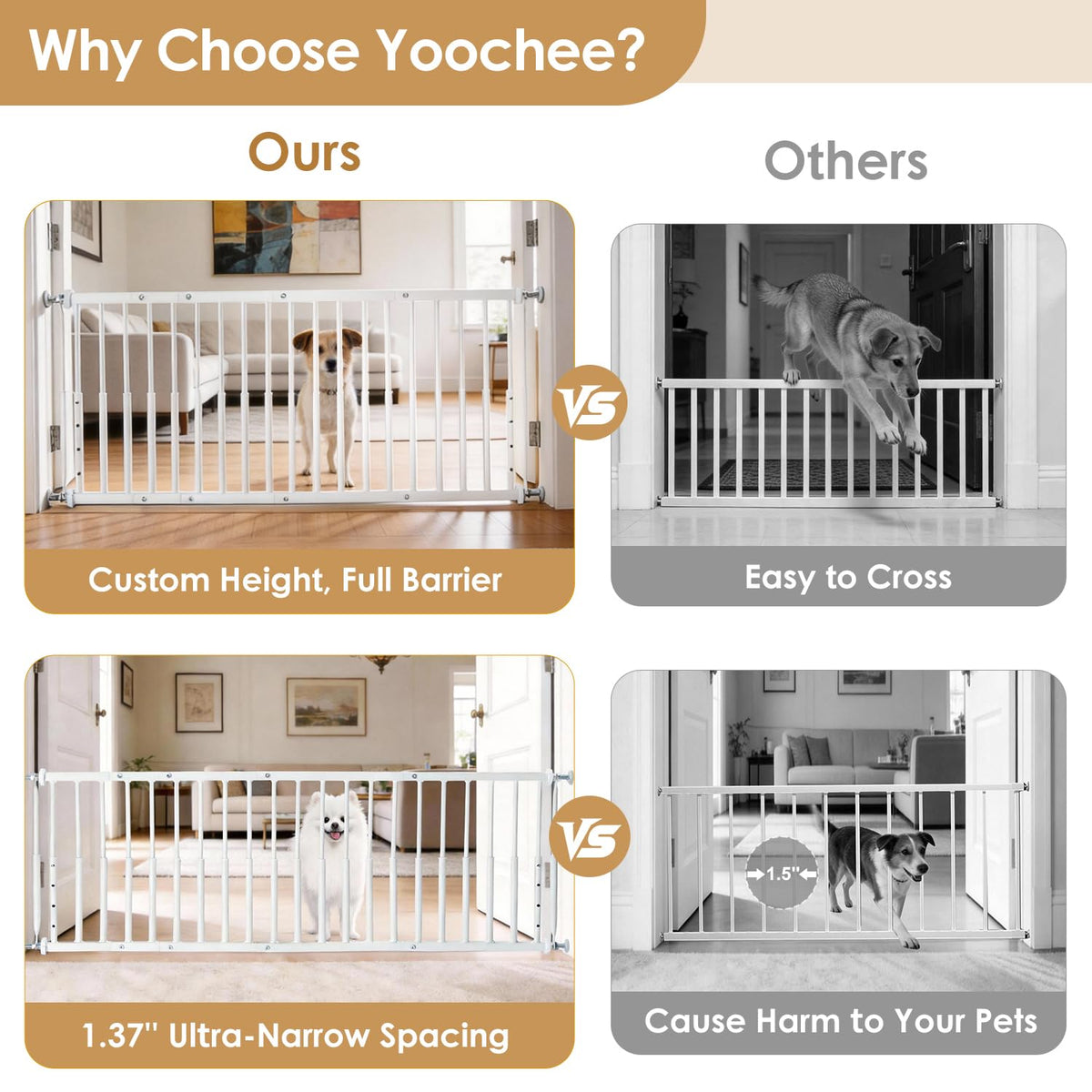 10'' 15.8'' Height Adjustable Dog Gate (White / 10''-15.8''H × 18''-46''W)