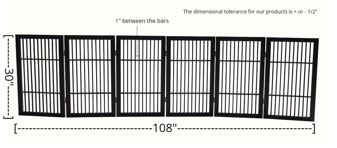Pet Dog Gate Freestanding (6 Panel 30" Tall / Black Pet Gate)