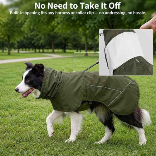 Dog Raincoat Full Body Coverage Waterproof Windproof Hooded Jacket (Green / XX-Large)