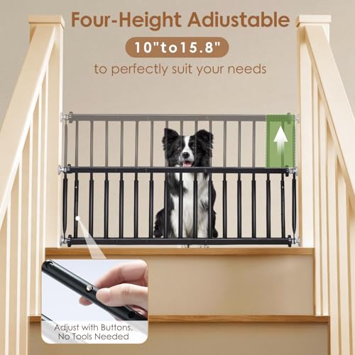10'' 15.8'' Height Adjustable Dog Gate (Black / 10''-15.8''H × 18''-53''W)