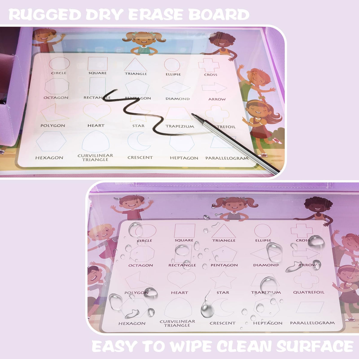 Kids Travel Tray for Car Seat (ColorfulRabbit Purple)