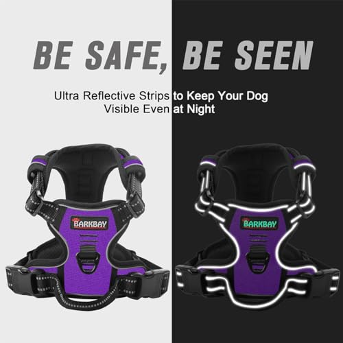 Dog Harness No Pull for Medium Sized Dog Front Back Clips (Medium(Chest:22.5-28") / Purple)
