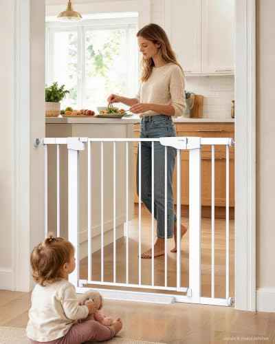 30 43" Baby Gate for Doorways (White / 30"-43" W x 30.5" H)