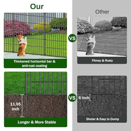 5 Panel No Dig Decorative Garden Fence 40" H x 11.8'L Outdoor Dog Barrier (40 in(H) X 11.8 ft(L))