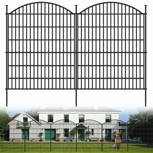 15 Panels Decorative Garden Fence (Black / 15 Panels-32in(H)x37.9ft(L)-Convex)