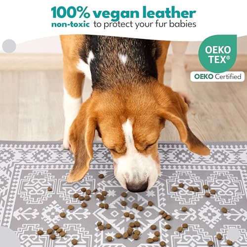Large Dog Mat for Food and Water (16.5"L x 26"W / Aztec Sun)