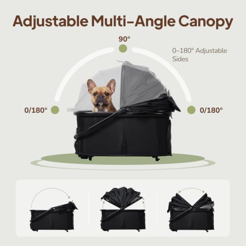 3-in-1 Dog Stroller for Small and Medium-Sized Dogs up to 33 lbs (Black)