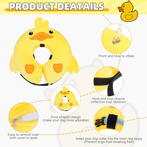 Inflatable Dog Cone Collar Alternative After Surgery (Duck Yellow / L (Neck:16-18in))