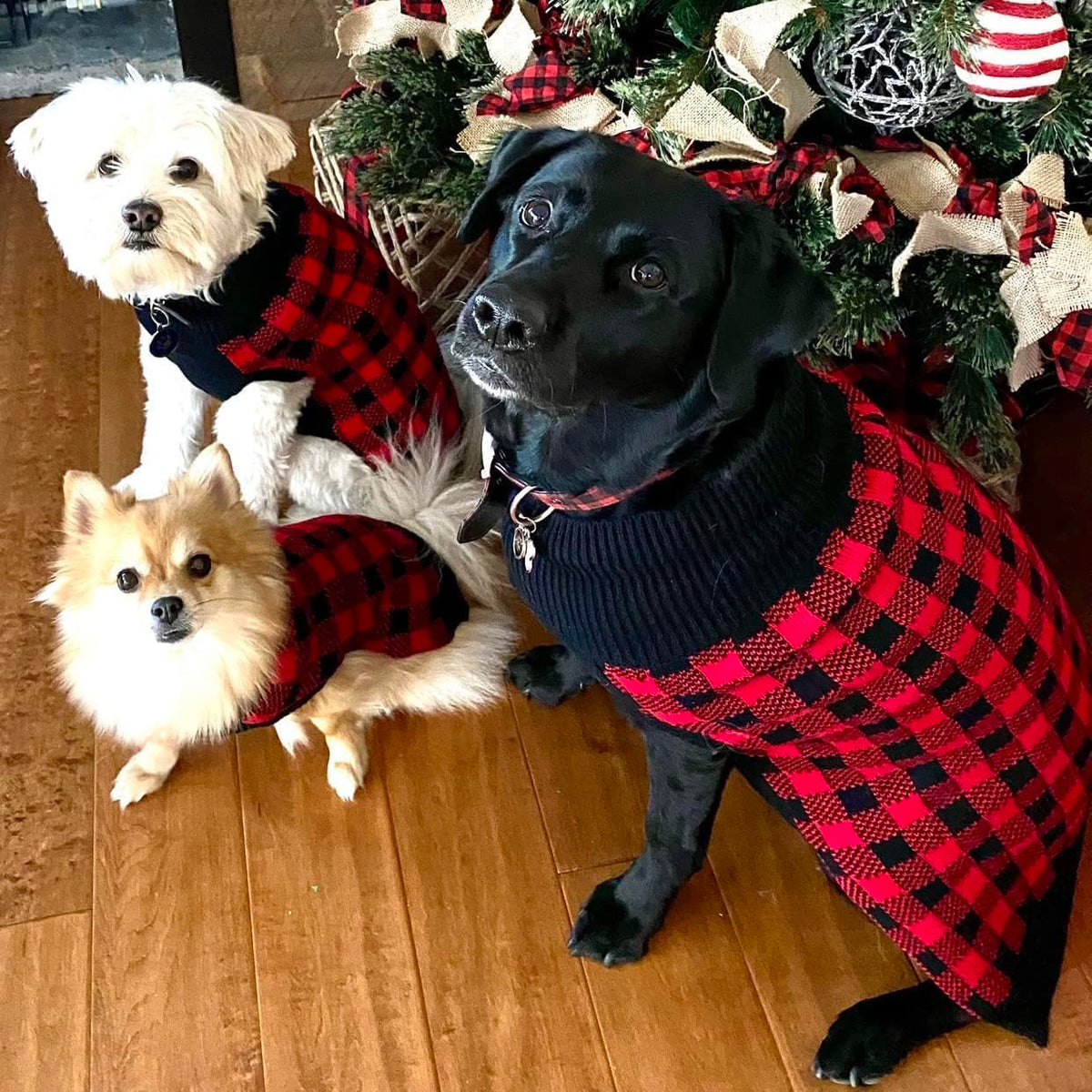 Dog Sweaters for Large Medium Small Dogs (XL - Chest 30", Back 24" / Red&Black)