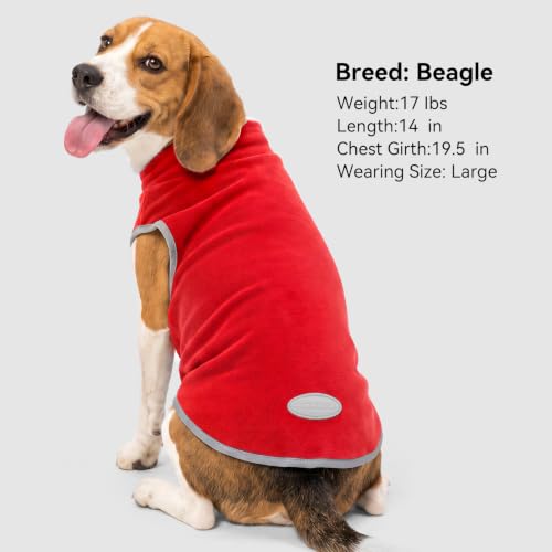 2 Pack Fleece Dog Sweater Pullover Lightweight Reflective Jacket (Large / Red & Red Stripes)