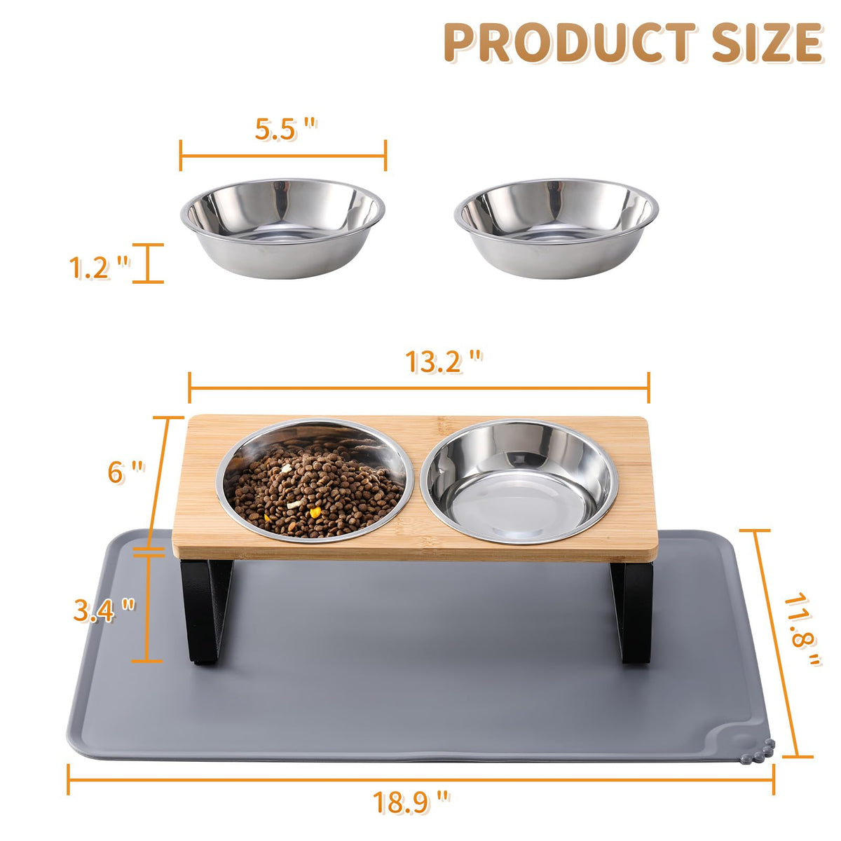 Upgraded Elevated Cat Bowls with Food Mat