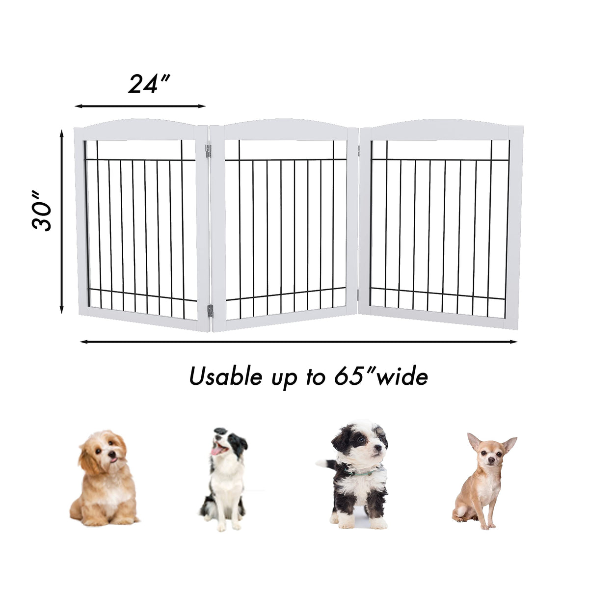 Extra Wide Dog gate for The House (White / 【3 Panels】72"W x 32"H)