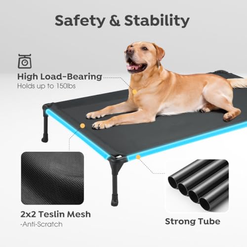 2 Pack Cooling Elevated Dog Bed (42.0"L x 30.0"W x 7.0"Th / 2Packs - Black (Connectable))