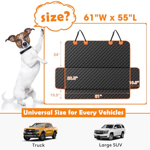 Dog Car Seat Cover for Back Seat (Black / 61"W x 55"L)