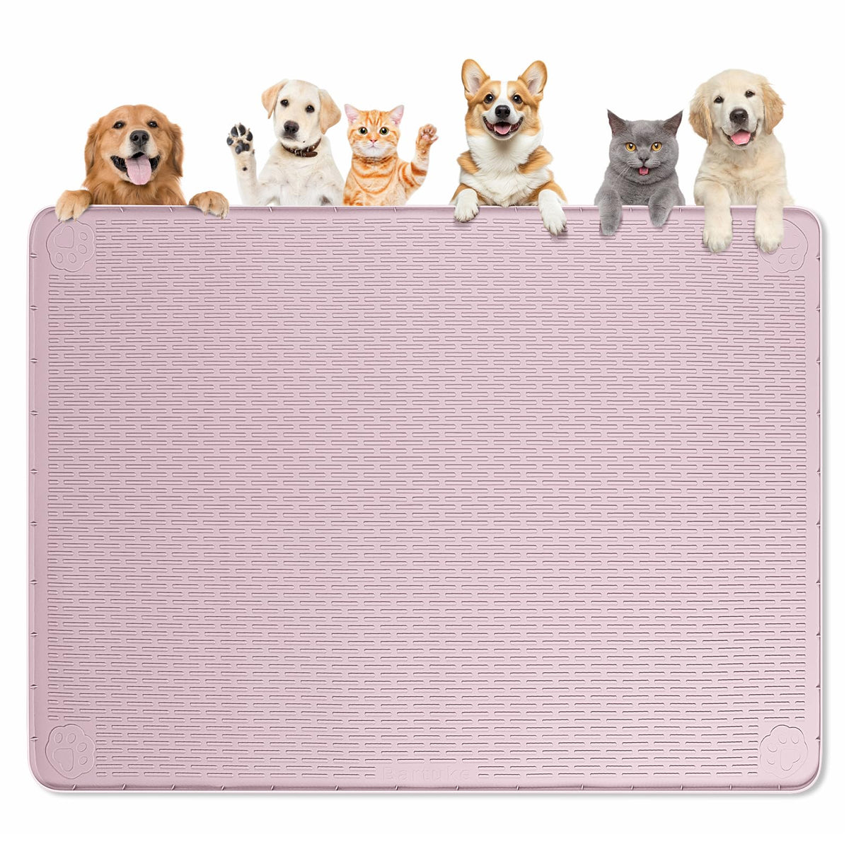 Dog Food Mat 50''x35'' Extra Large Dog Mat for Food and Water (50"L x 35"W / Pink)