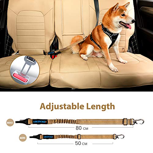 Dog Seatbelt Universal Reflective Bungee Dog Car Harness with Hook Latch & Seatbelt Buckle (Green)