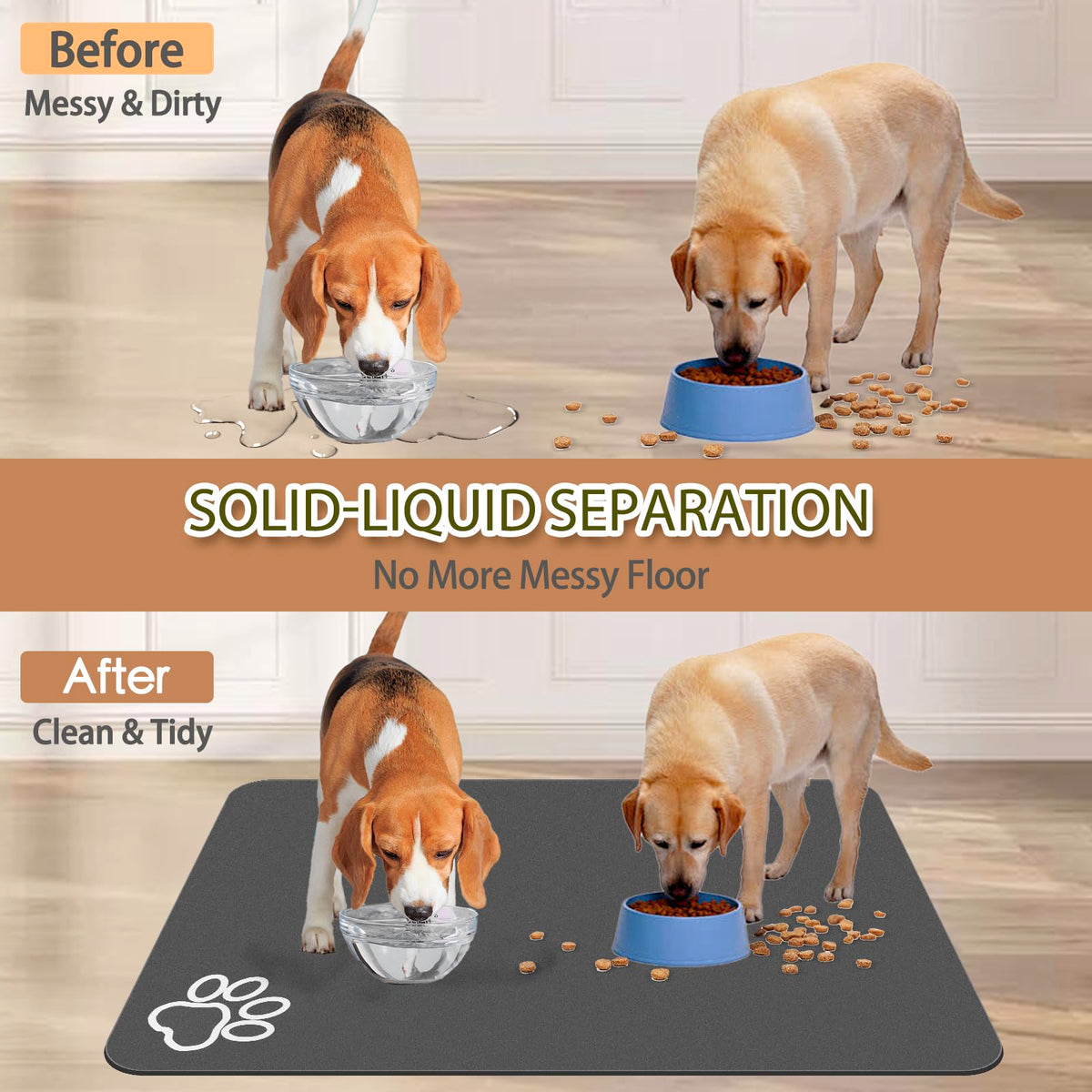 Dog Food Mat Largest Absorbent Dog Mat for Food and Water (36.5"L x 24.5"W)