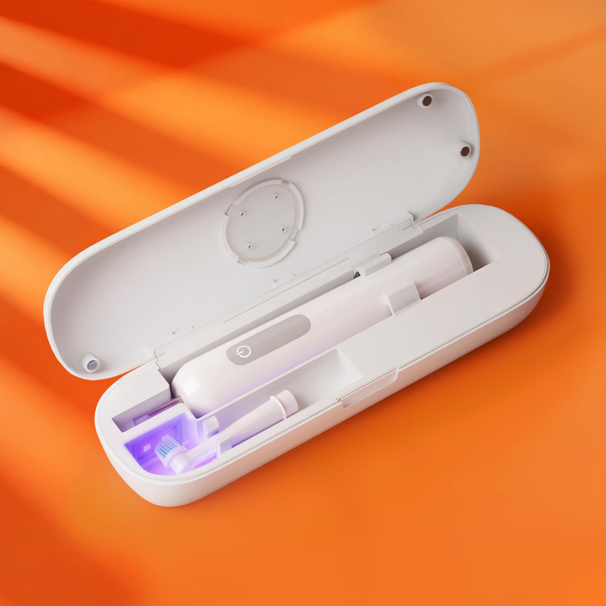 Toothbrush Sanitizer Portable Travel Case for Electric Toothbrushes (White)