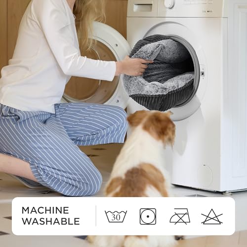 Washable Dog Bed Small Dog＆Cat Rectangle Kitten Puppy Bed (Grey / 20"L x 19"W x 6"Th)