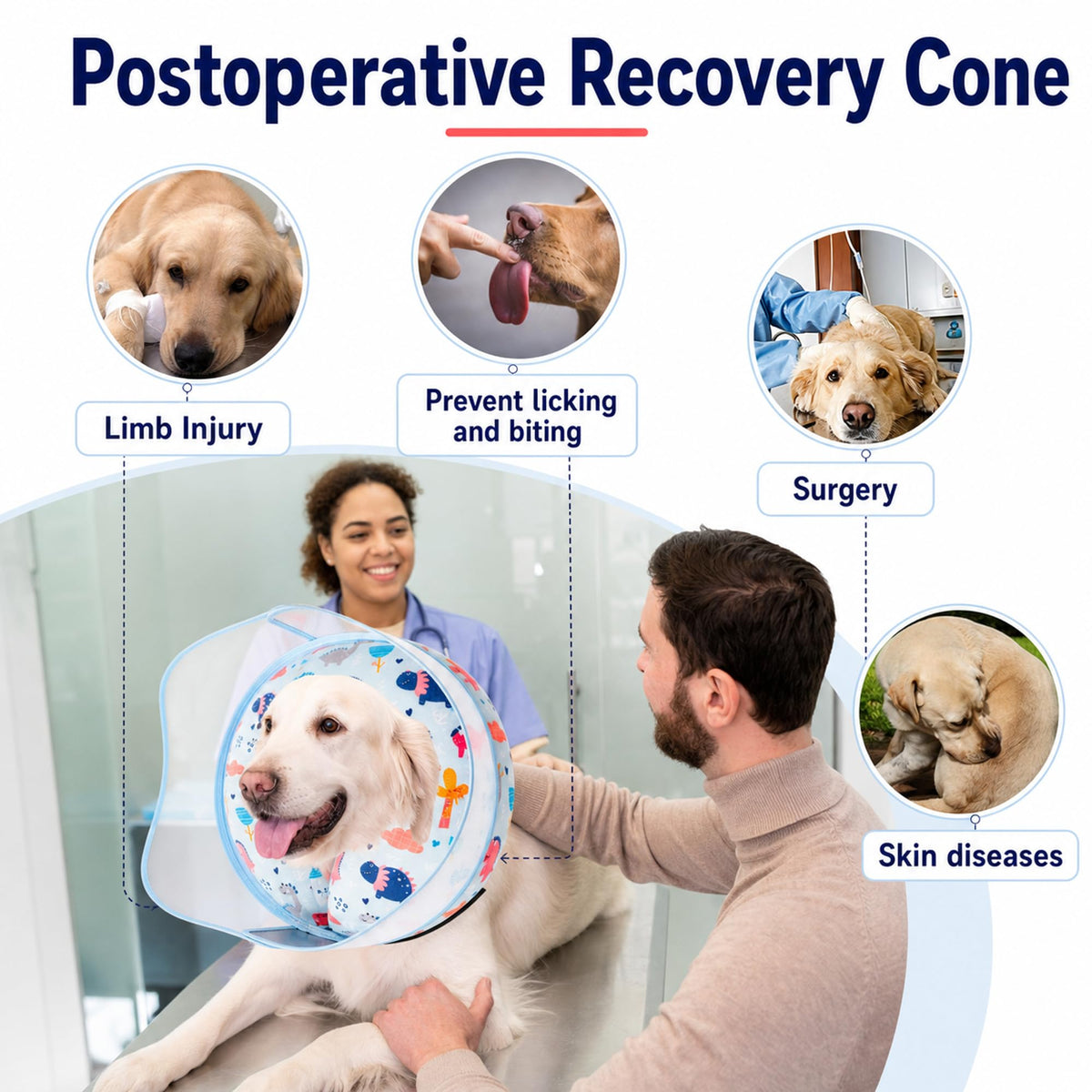 Inflatable Dog Cone Collar for Large Medium Small Dogs (Dinosaur / Large)