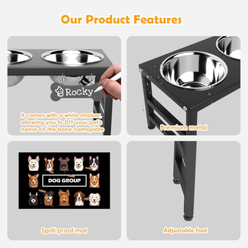 10" Elevated Dog Bowls (Black-L, Slow Feeder / Height:10inch)
