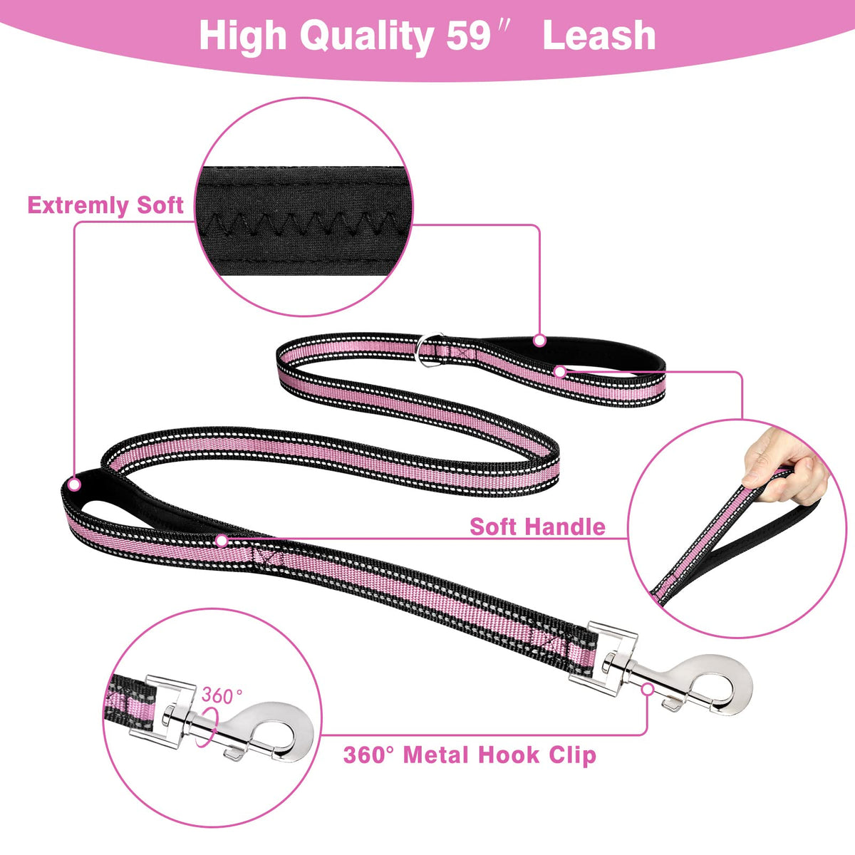 Pet Harness Collar and Leash Set (Small / Pink)