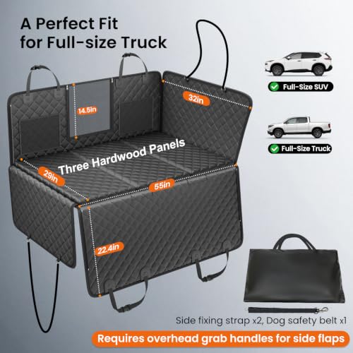 2.0 Truck Hard Bottom Back Seat Cover for Large Dogs (Black / Extra Large - SUVs, Full-Size Trucks)