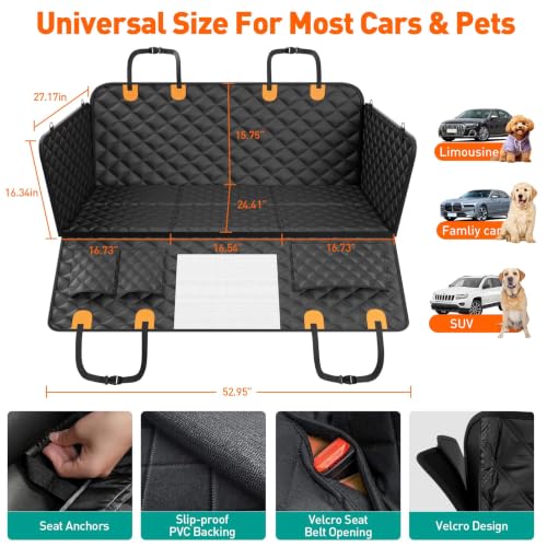 Dog Car Seat Cover for Back Seat (Thick Black / L - For Cars/SUV/ Sedans/MPV)