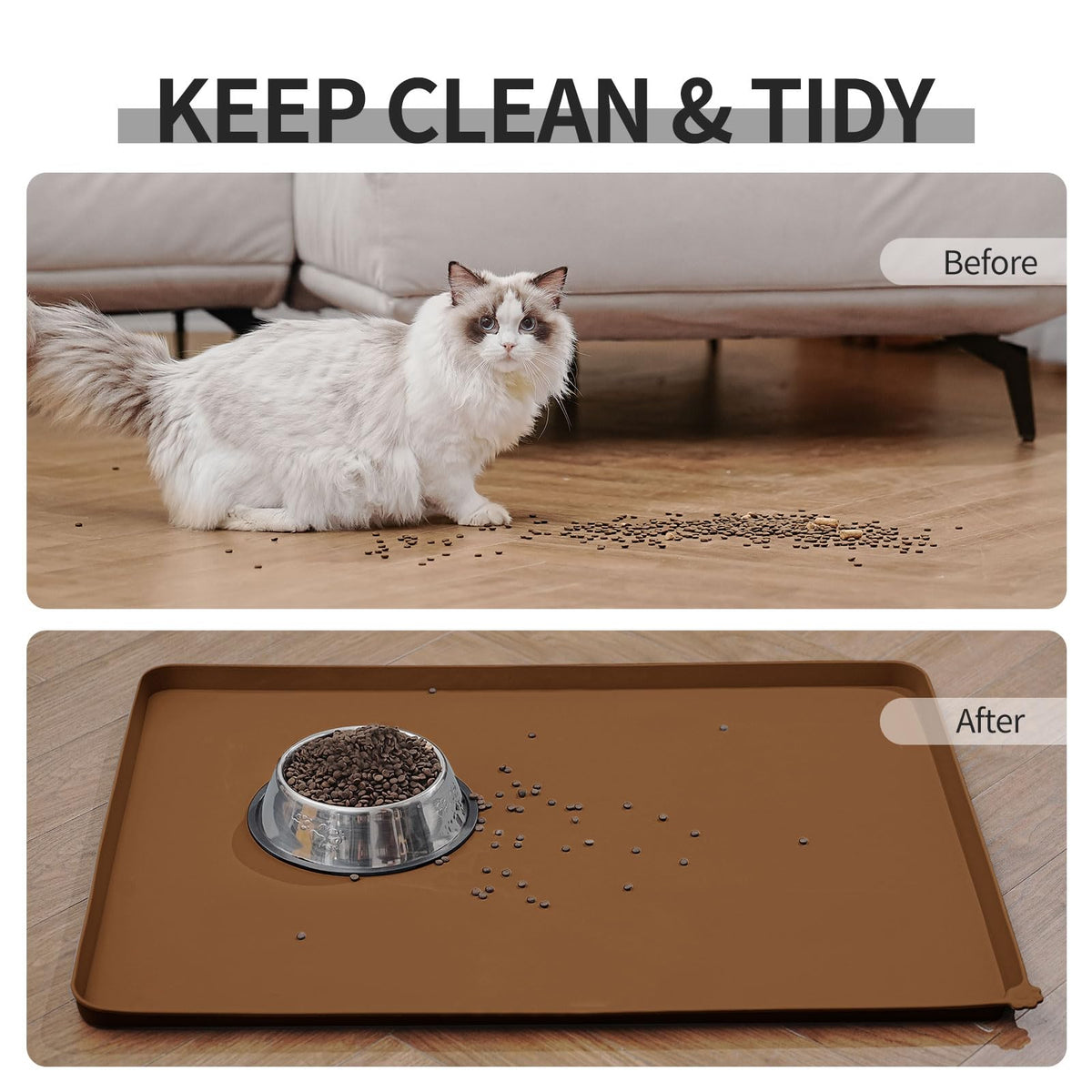 Silicone Pet Feeding Mat (Brown / 28" x 18")