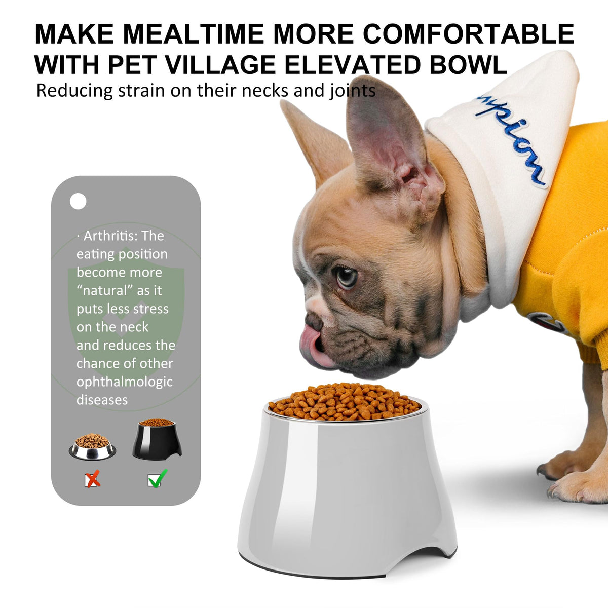 Dog Bowls Cone Friendly Non Slip Single Dog Bowl with Stainless Steel Inner (Medium(2 Cups) / Gray)