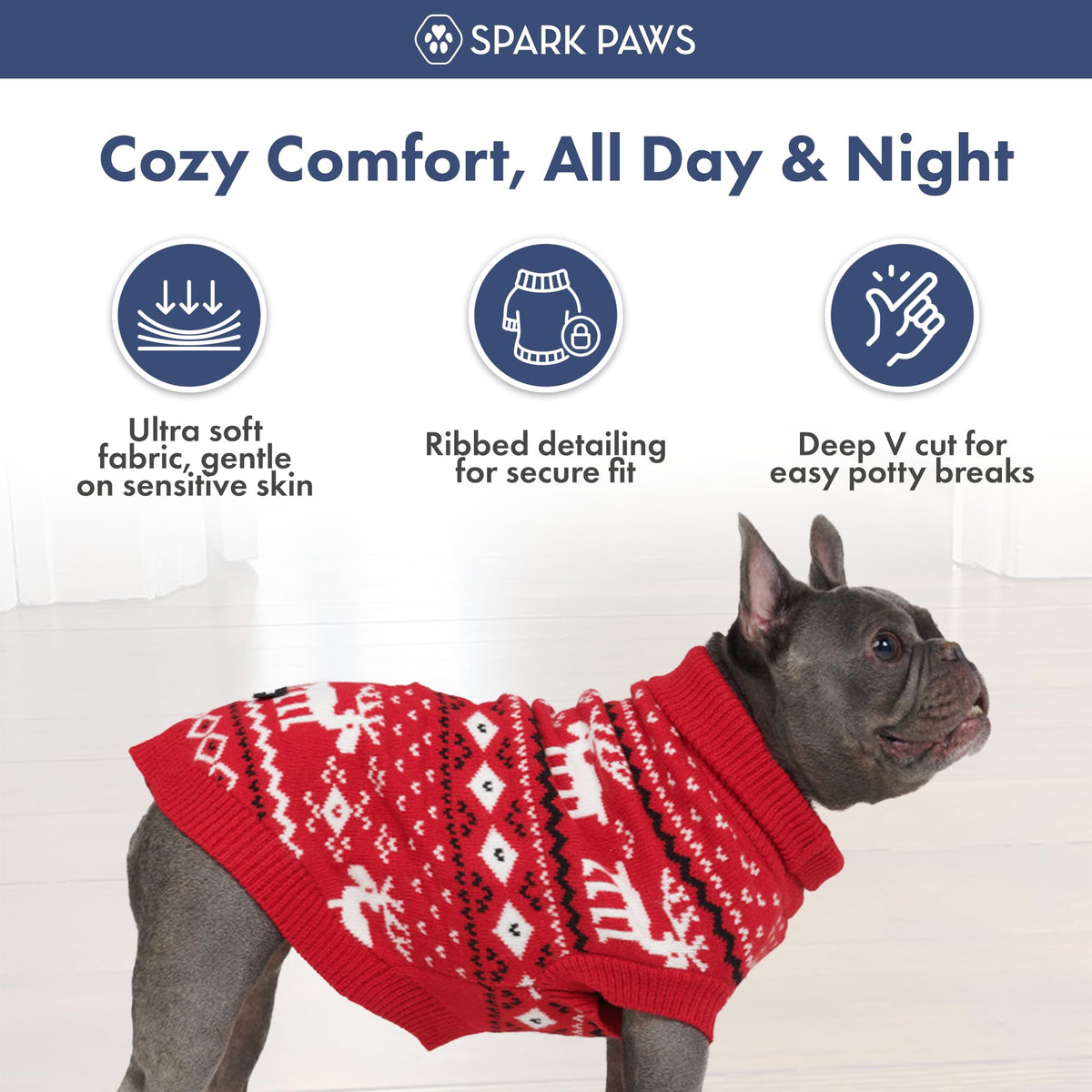 Christmas Knit Dog Sweater (Dasher Red / Small)