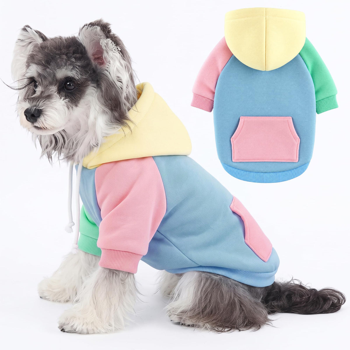 Dog Basic Hoodie Soft Dog Clothes Cold Weather Sweaters for Medium Large Dogs Cozy Fabric Warm Sweatshirt with Leash Hole for Boys (Sweet Candy / S(Back: 12.6",Chest:18.11", 5-10 lbs))