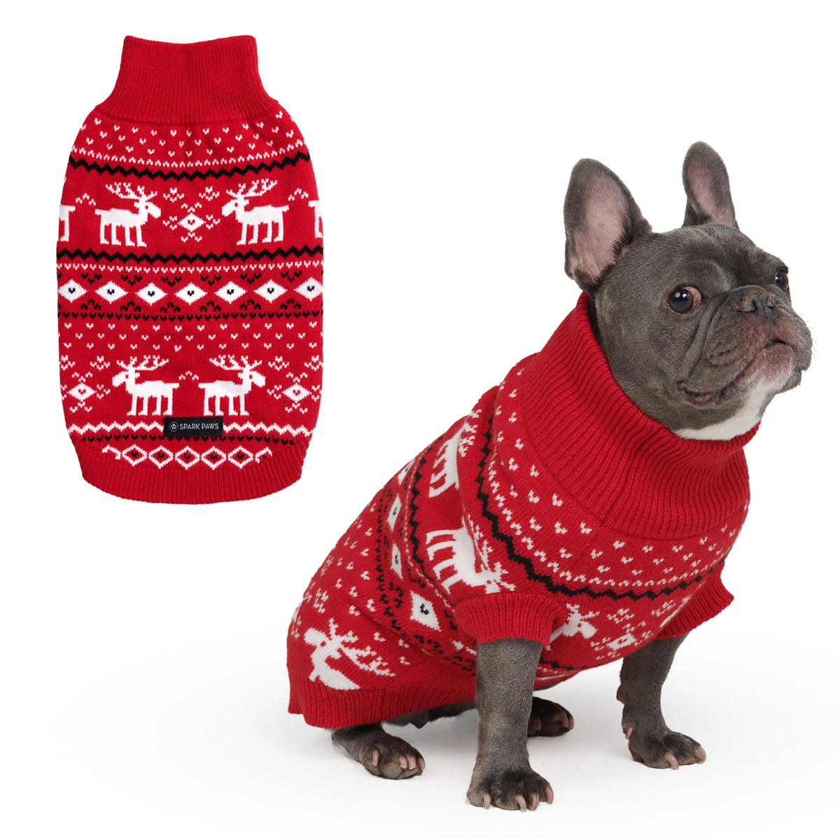 Christmas Knit Dog Sweater (Dasher Red / X-Large)