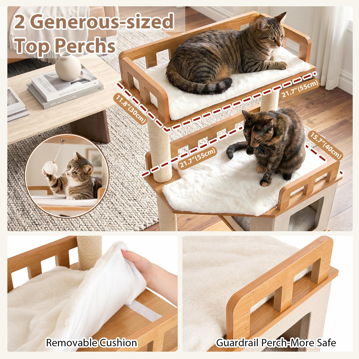 Cat Tree Wooden Multi (Earth Brown / 75.98 inches)
