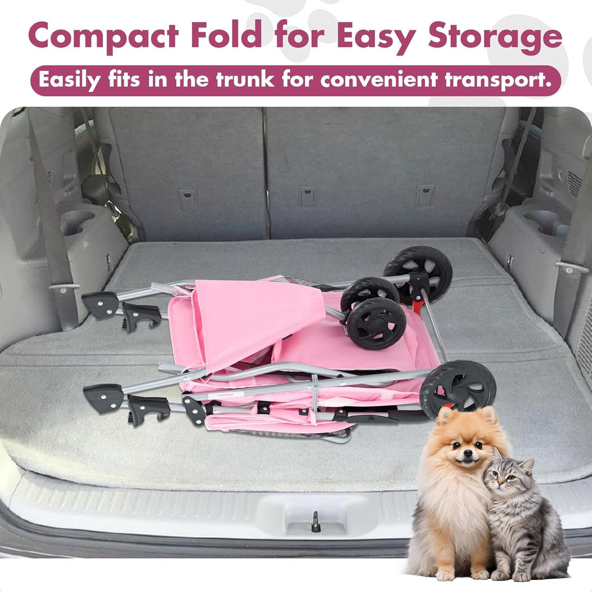 3 Wheels Pet Stroller (Pink)