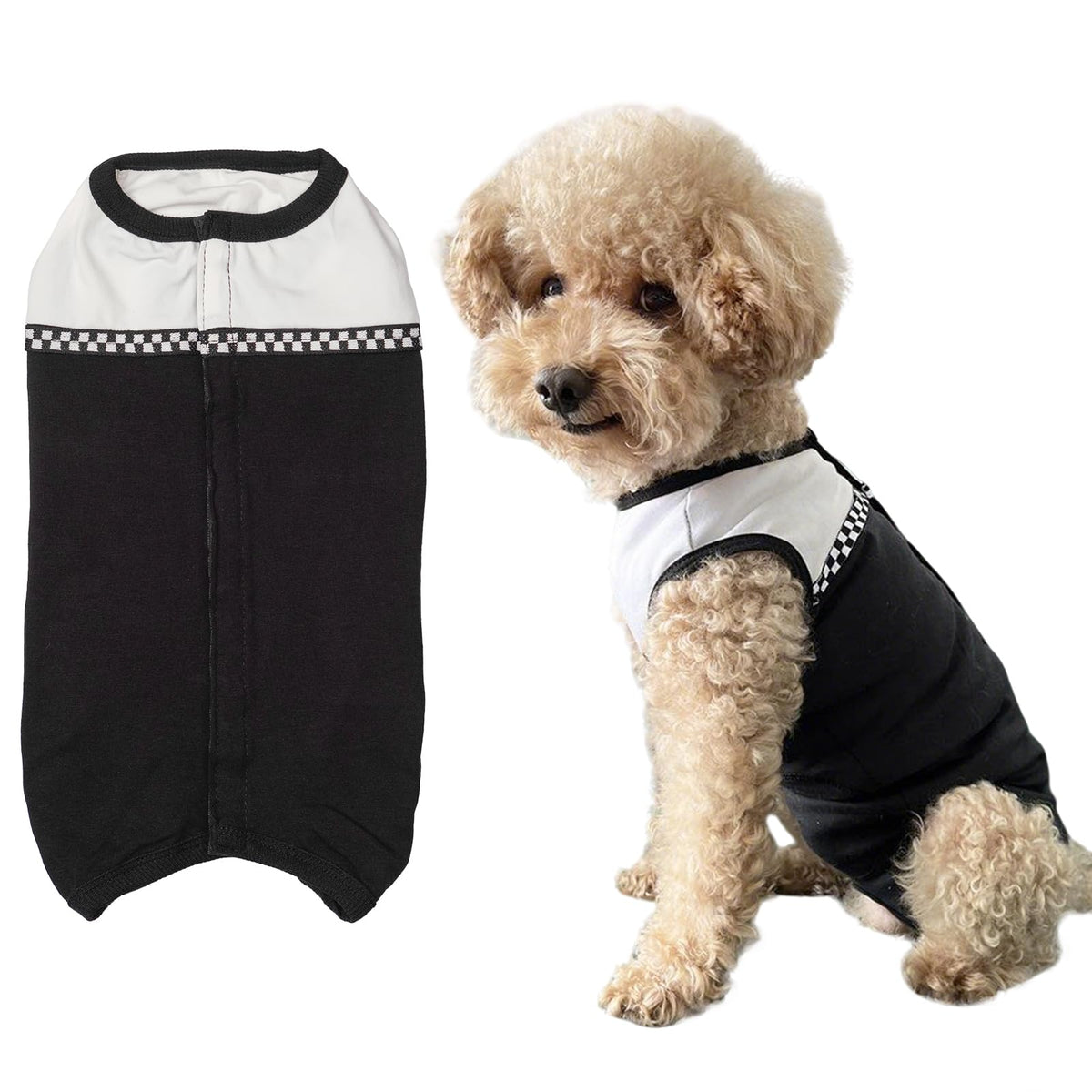 Dog Surgical Suit (XX-Small / black and white)