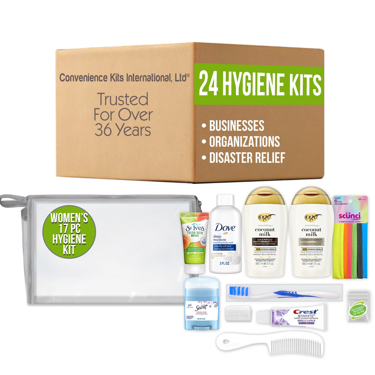 Women's 17 Piece Travel Toiletry Kit (24 Kits)