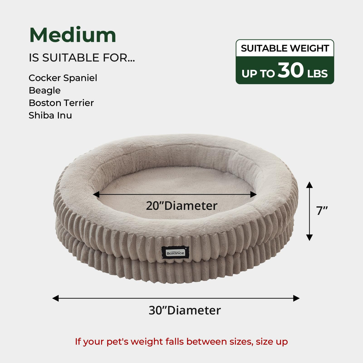 Donut Dog Bed (30.0"L x 30.0"W x 7.0"Th / Wind Chime)