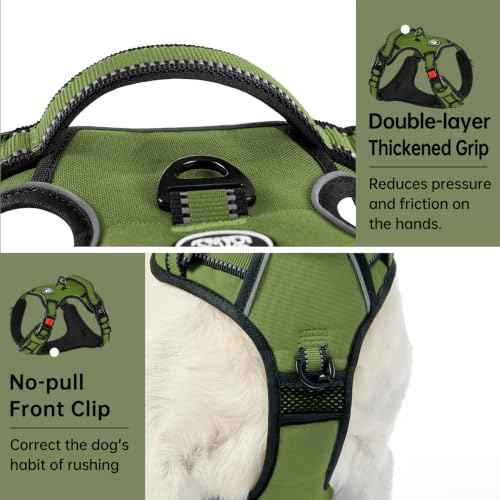 No Pull Dog Harness for Large Dogs (Olive Green / Large)