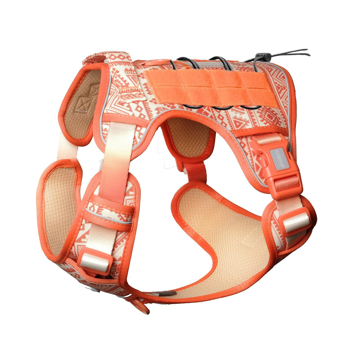 Tactical Dog Harness Medium Sized Dog No Pull Adjustable Dog Vest (Tribal Patterns-Orange / M(Neck:16-22",Chest:22-33"),35-50 lbs)