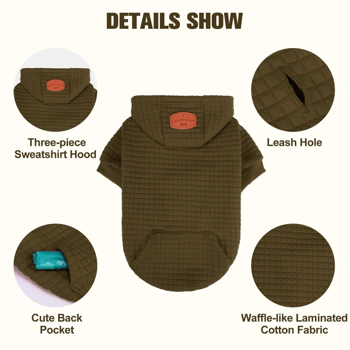 Dog Hoodies Sweater for Medium Dogs (Army Green / M/L (Back: 18",Chest: 25", Neck: 15"))