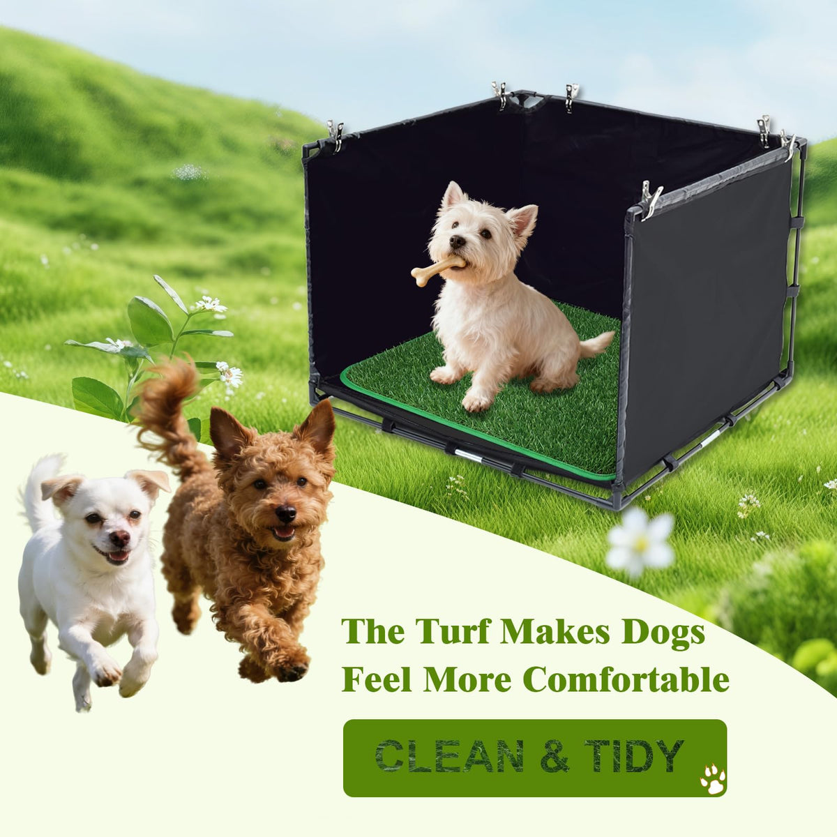 Dog Pee Pad Holder with Artificial Grass (Small)